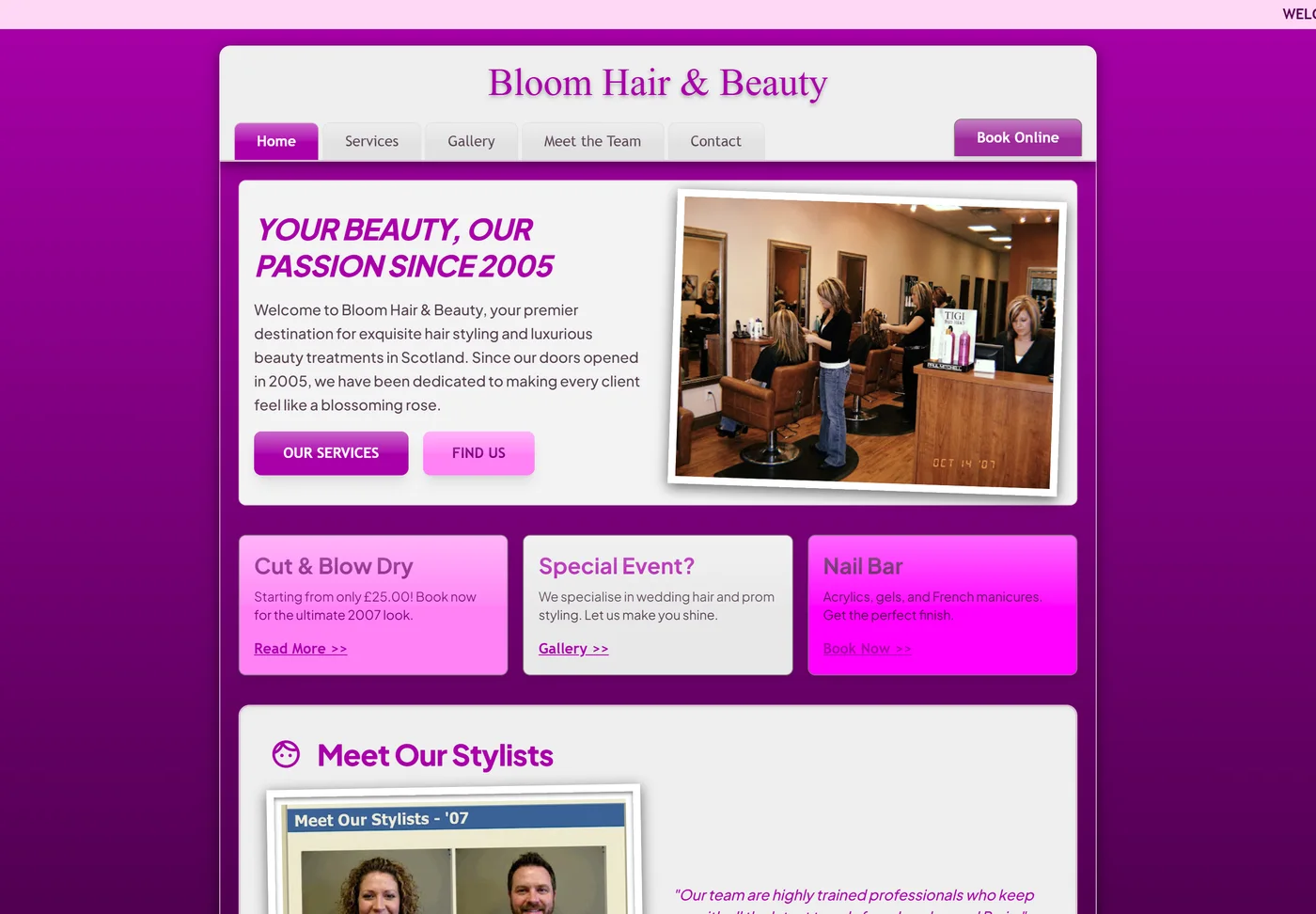 Bloom Hair & Beauty - old website