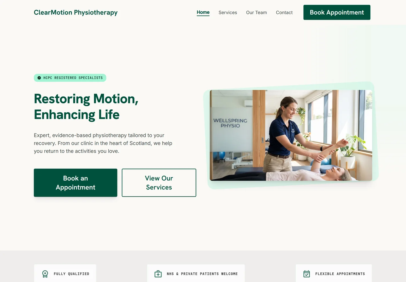 ClearMotion Physiotherapy - after redesign