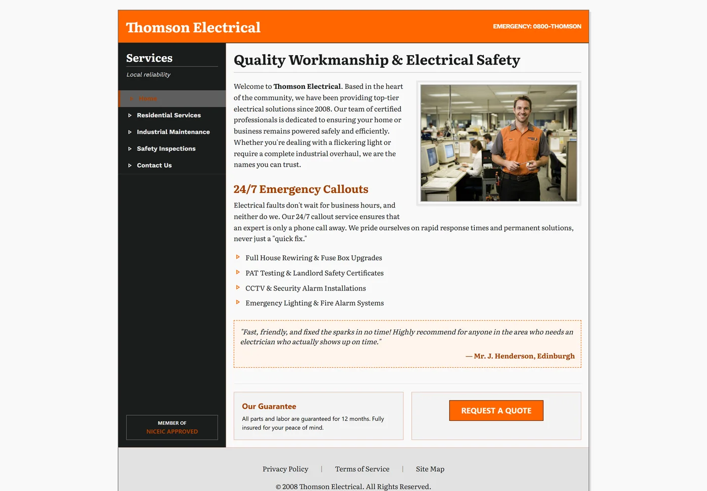 Thomson Electrical - old website