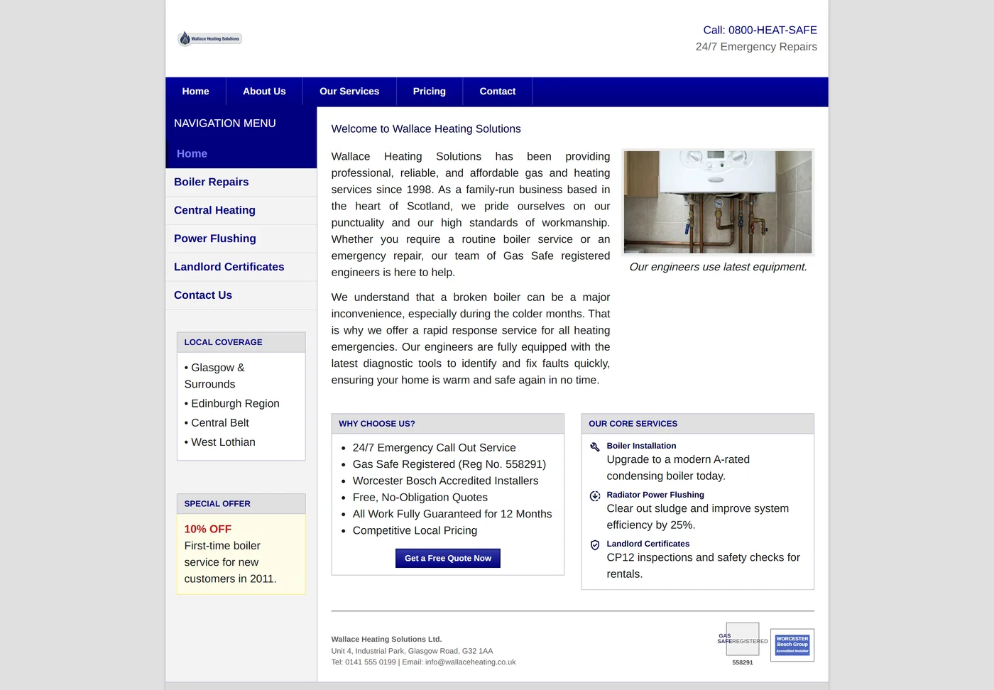 Wallace Heating Solutions - old website